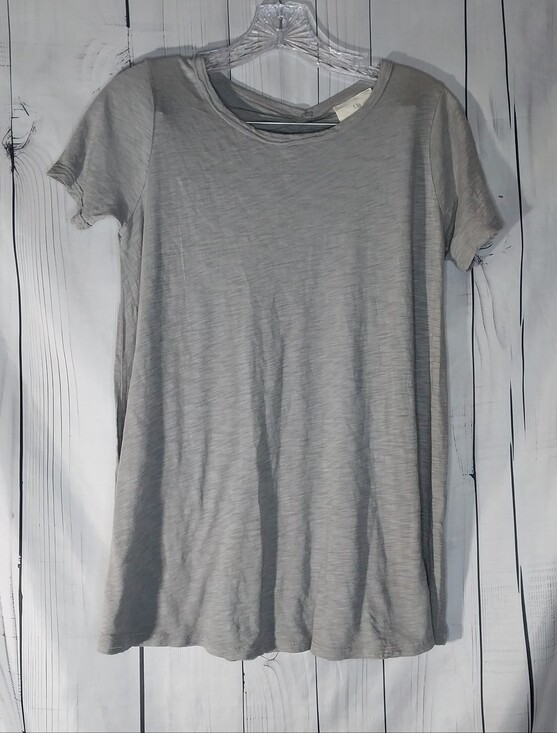 T.La Tops - T.La Light Gray Short Sleeve Swing Casual Minimalist Athleisure Tee Tunic